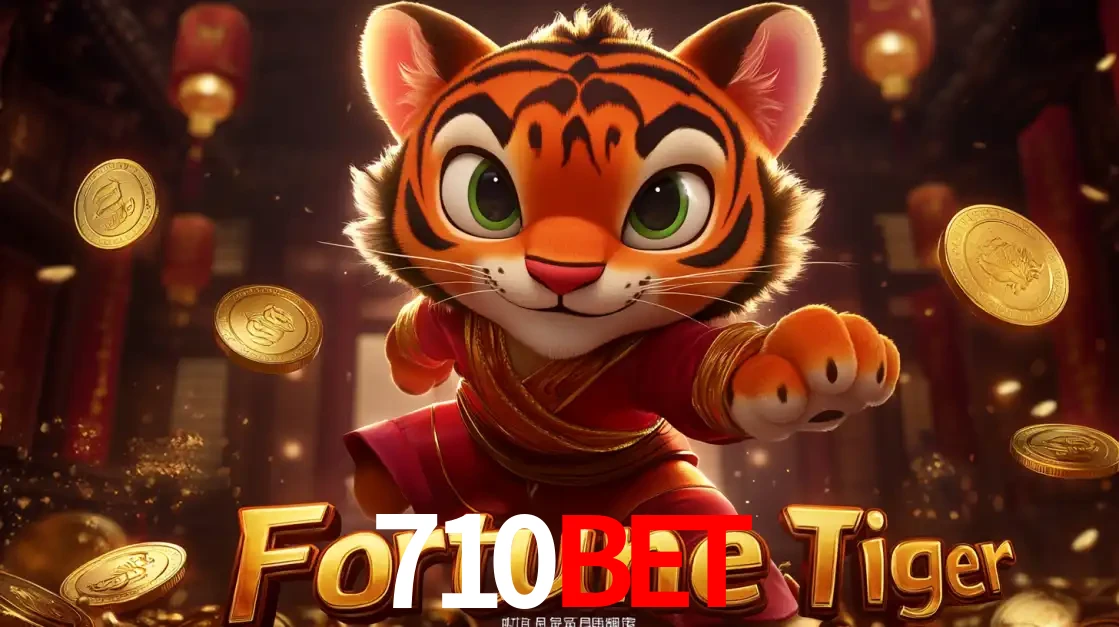 O carismático mascote do jogo de slot Fortune Tiger, um tigre fofo em pose de artes marciais, pronto para trazer sorte e multiplicadores de ganhos no cassino online 710BET.