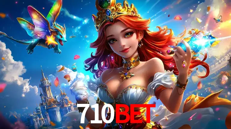 A princesa de um reino de fantasia mágico, com seu pequeno dragão, apresentando um mundo de prêmios encantados nos jogos de caça-níqueis do cassino 710BET.